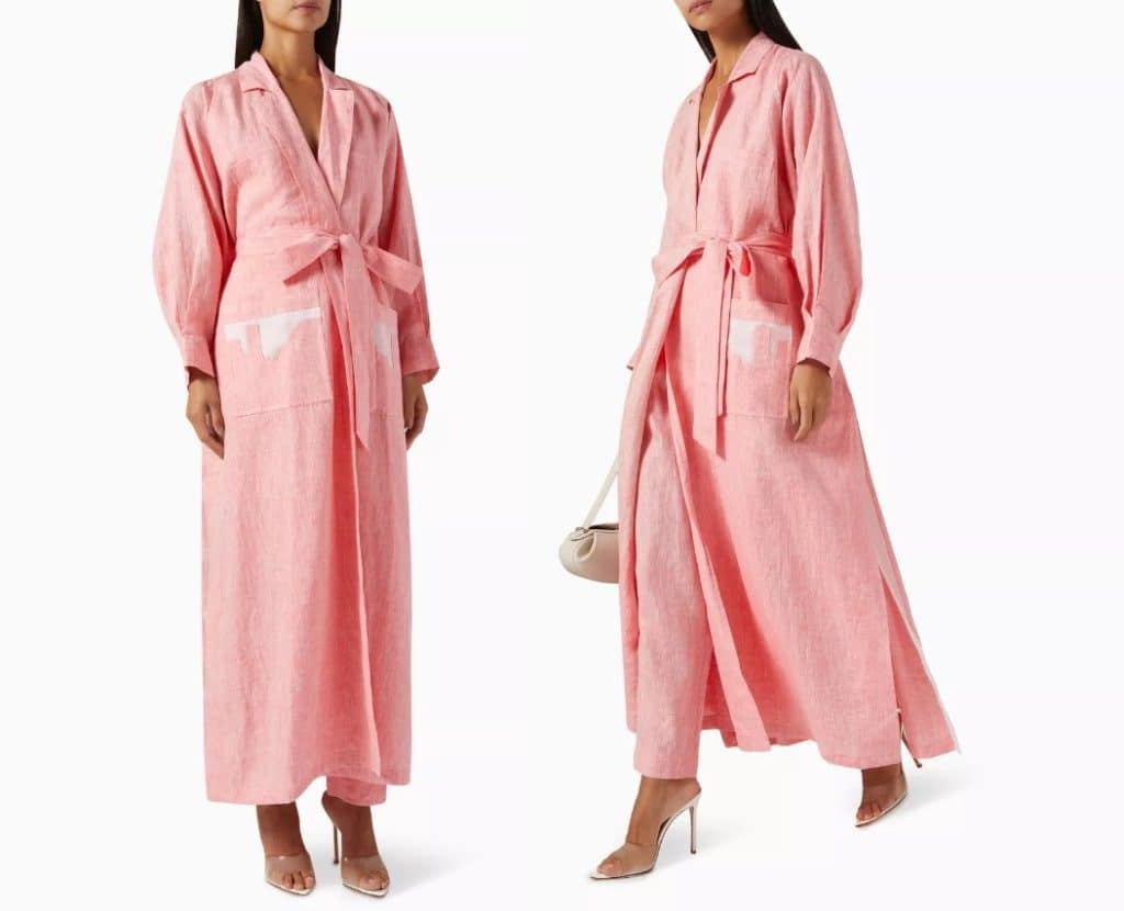 عباية وردية عصرية مع حزام